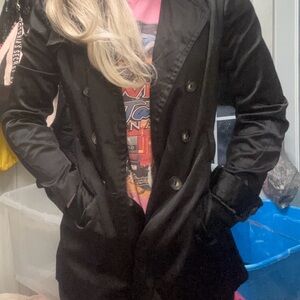 Black Double-Breasted Women's Coat - Classic Tailored Jacket